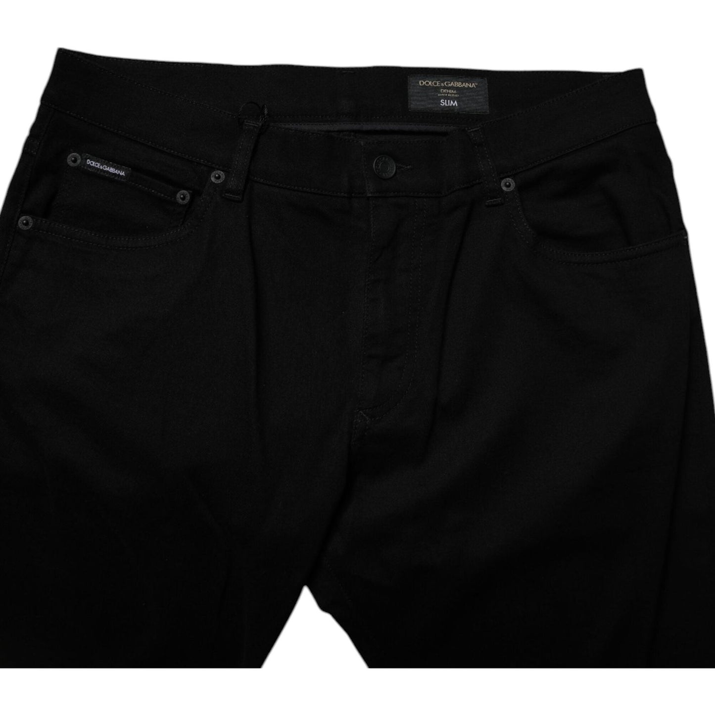 Dolce & Gabbana Black Cotton Stretch Slim Fit Men Denim Jeans