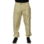 Dolce & Gabbana Yellow Nylon Cargo Chain Men Jogger Pants
