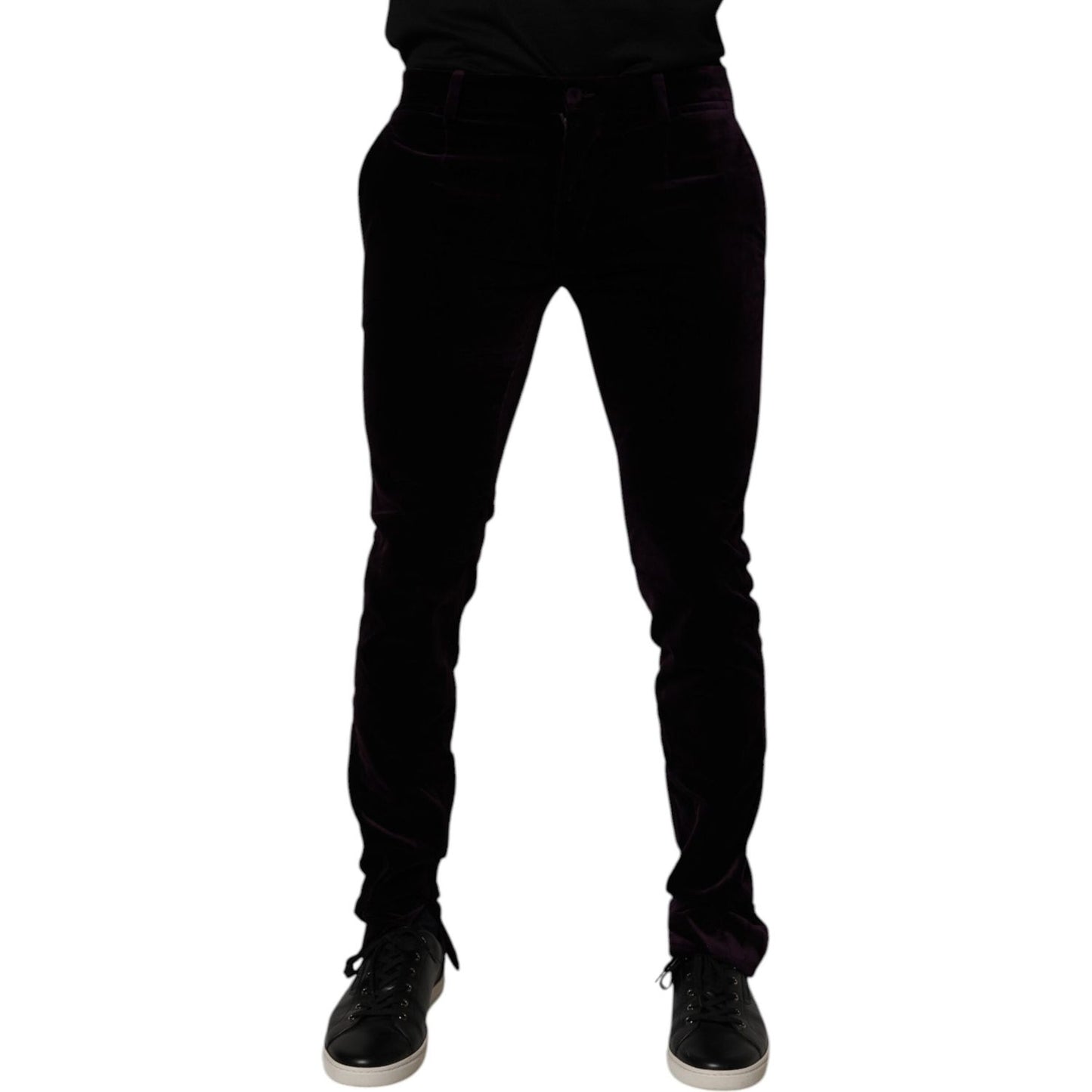 Dolce & Gabbana Violet Velvet Cotton Men Dress Formal Pants