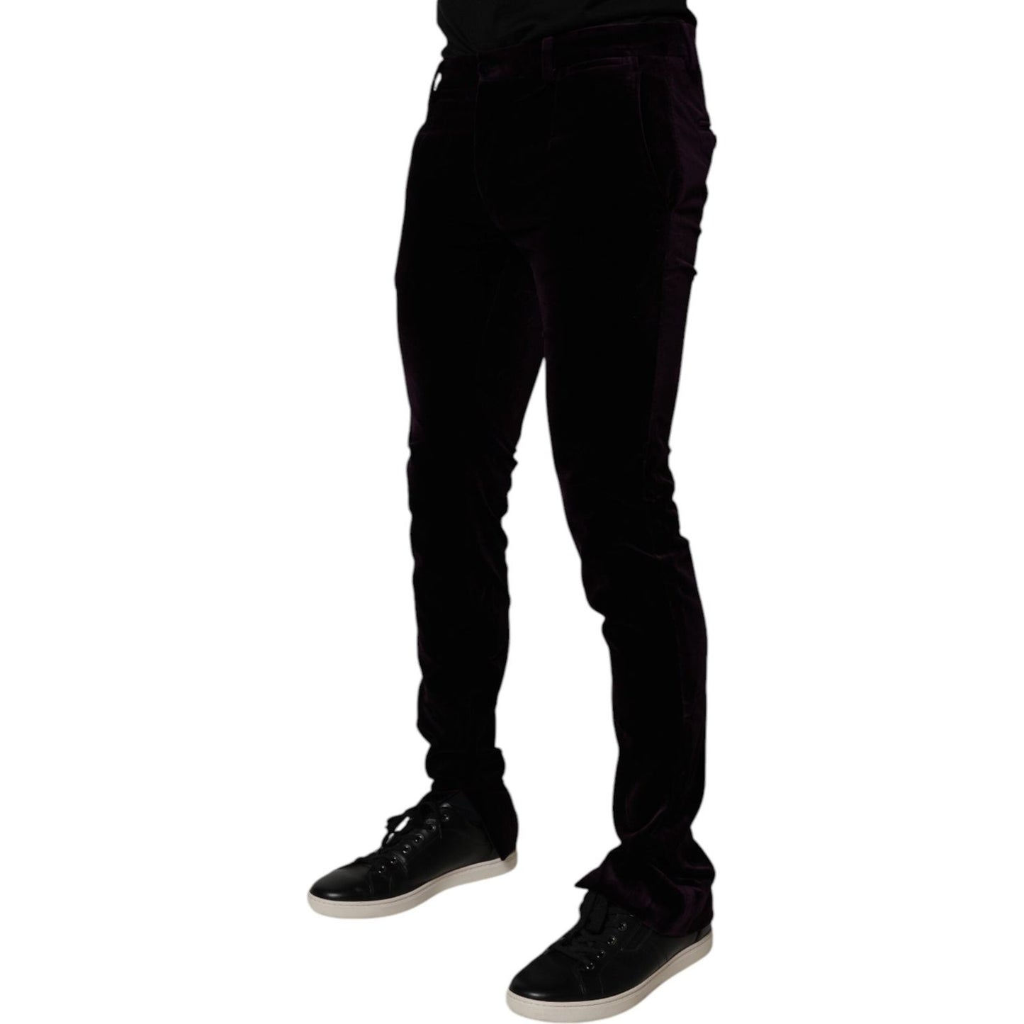 Dolce & Gabbana Violet Velvet Cotton Men Dress Formal Pants