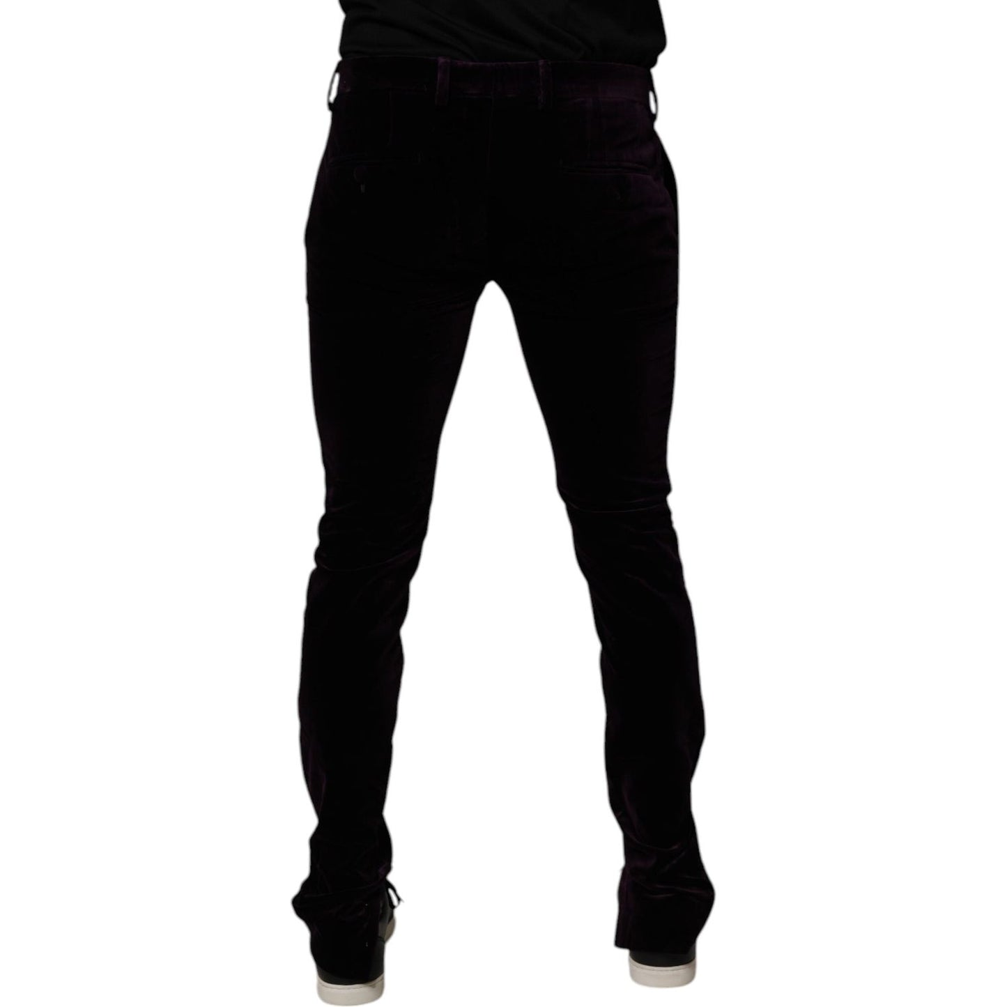 Dolce & Gabbana Violet Velvet Cotton Men Dress Formal Pants