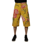 Dolce & Gabbana Yellow Floral Cargo Denim Men Bermuda Shorts