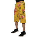 Dolce & Gabbana Yellow Floral Cargo Denim Men Bermuda Shorts