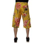 Dolce & Gabbana Yellow Floral Cargo Denim Men Bermuda Shorts