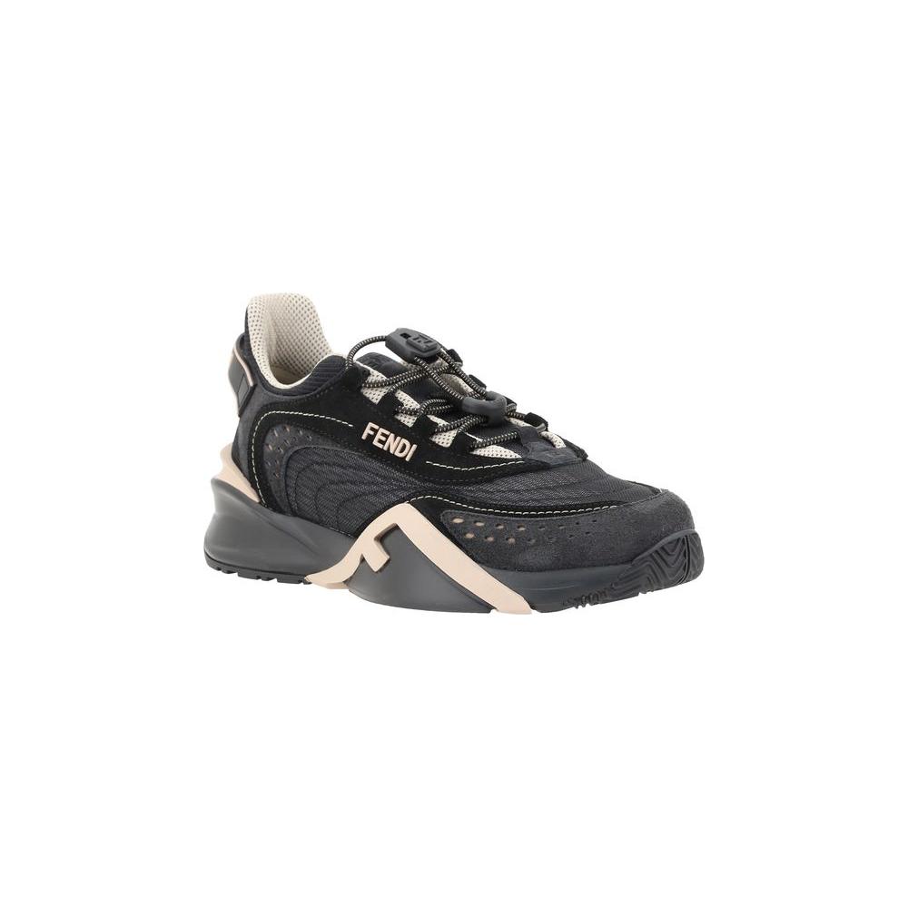 Fendi Logoed Sneakers with textured sole, adjustable drawstring laces, and tone-on-tone logo on heel for stylish grip and comfort.