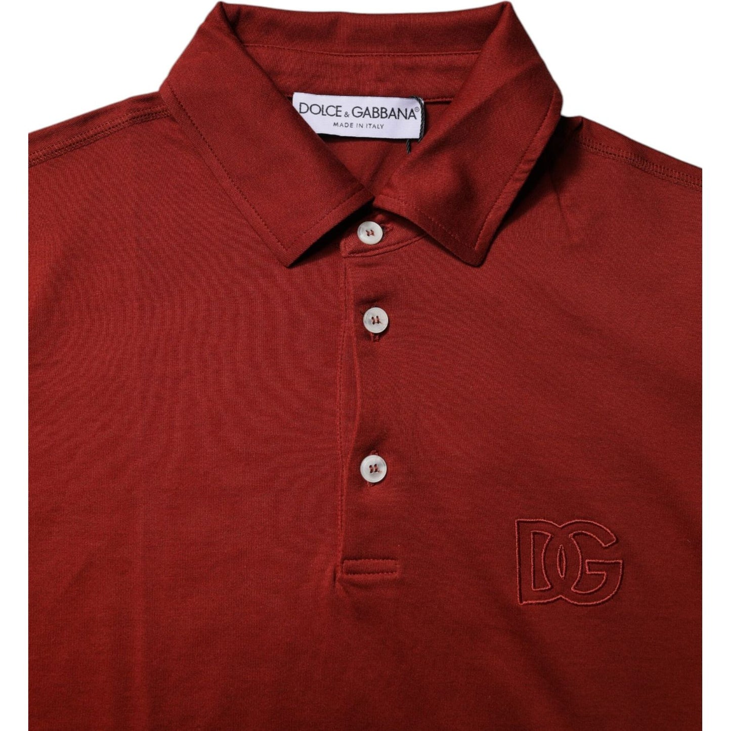 Dolce & Gabbana Red Cotton DG Logo Collared Men Polo T-shirt TSH90013-44