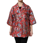 Dolce & Gabbana Red Floral Jacquard Button Down Coat Jacket JKT41384-38