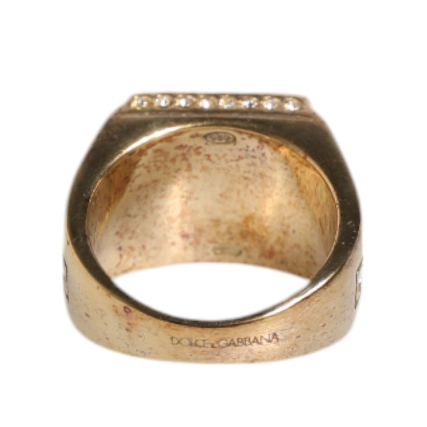 Dolce & Gabbana Gold Tone Sterling Silver 925 Crystals Ring SMY10438-58