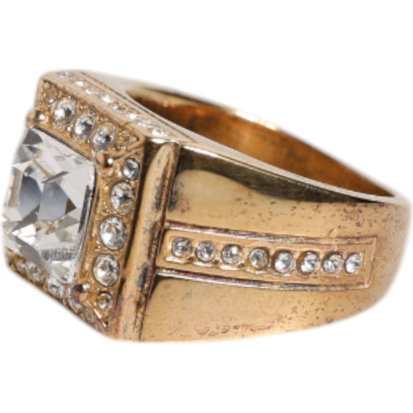 Dolce & Gabbana Gold Tone Sterling Silver 925 Crystals Ring SMY10439-58