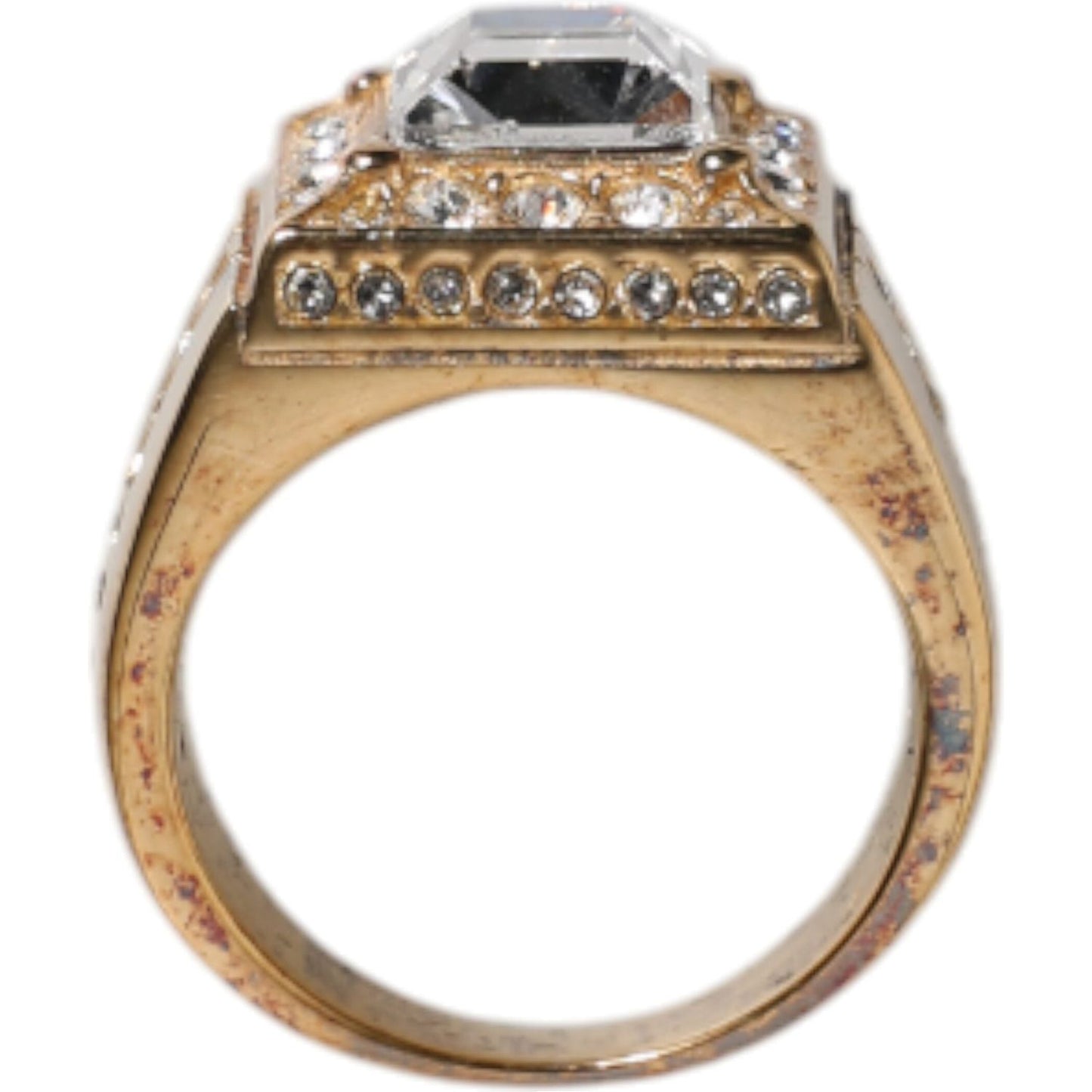 Dolce & Gabbana Gold Tone Sterling Silver 925 Crystals Ring SMY10439-58
