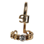 Dolce & Gabbana Gold Tone Engraved Logo Clear Crystals Adjustable Ring SMY10461