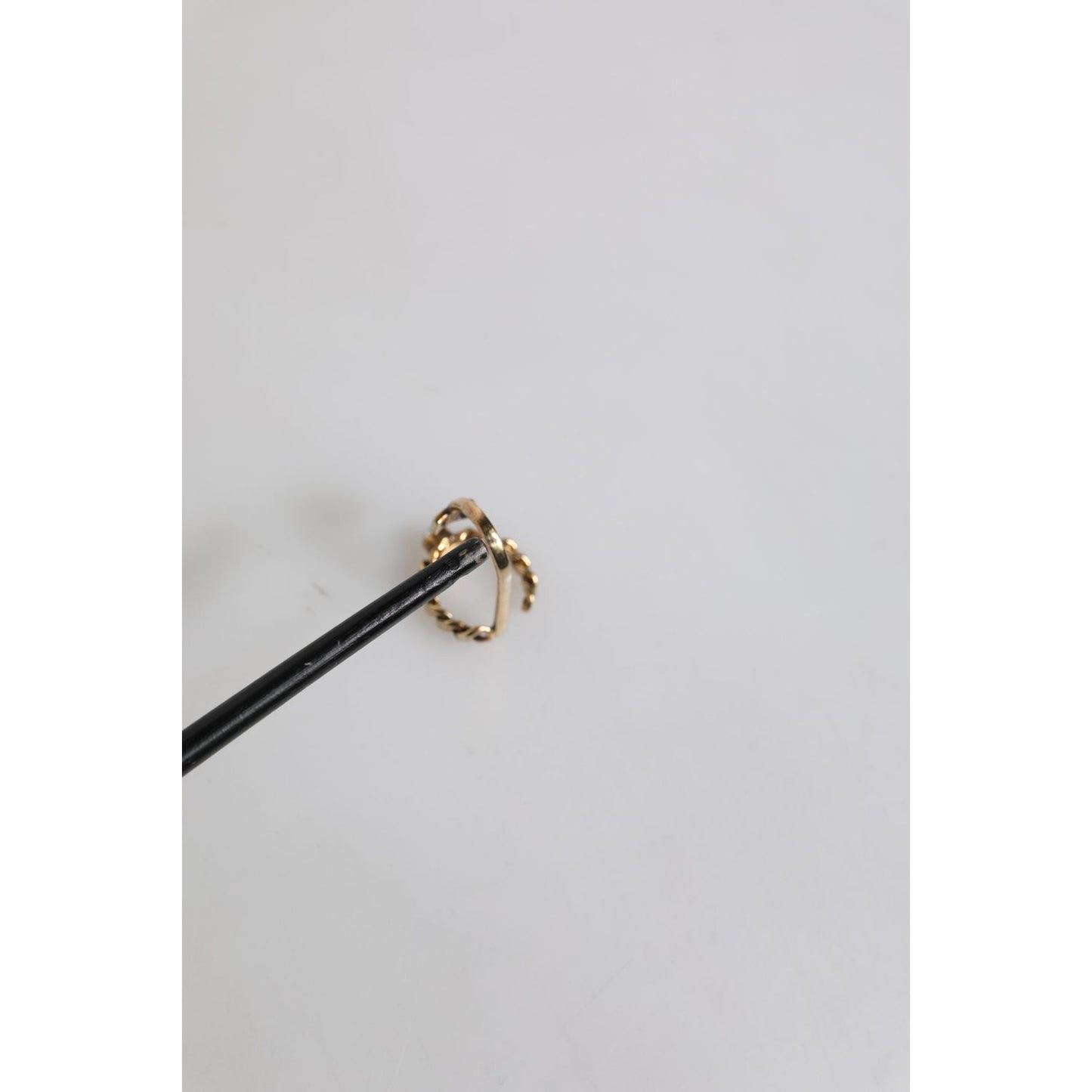 Dolce & Gabbana Gold Tone Engraved Logo Clear Crystals Adjustable Ring SMY10461