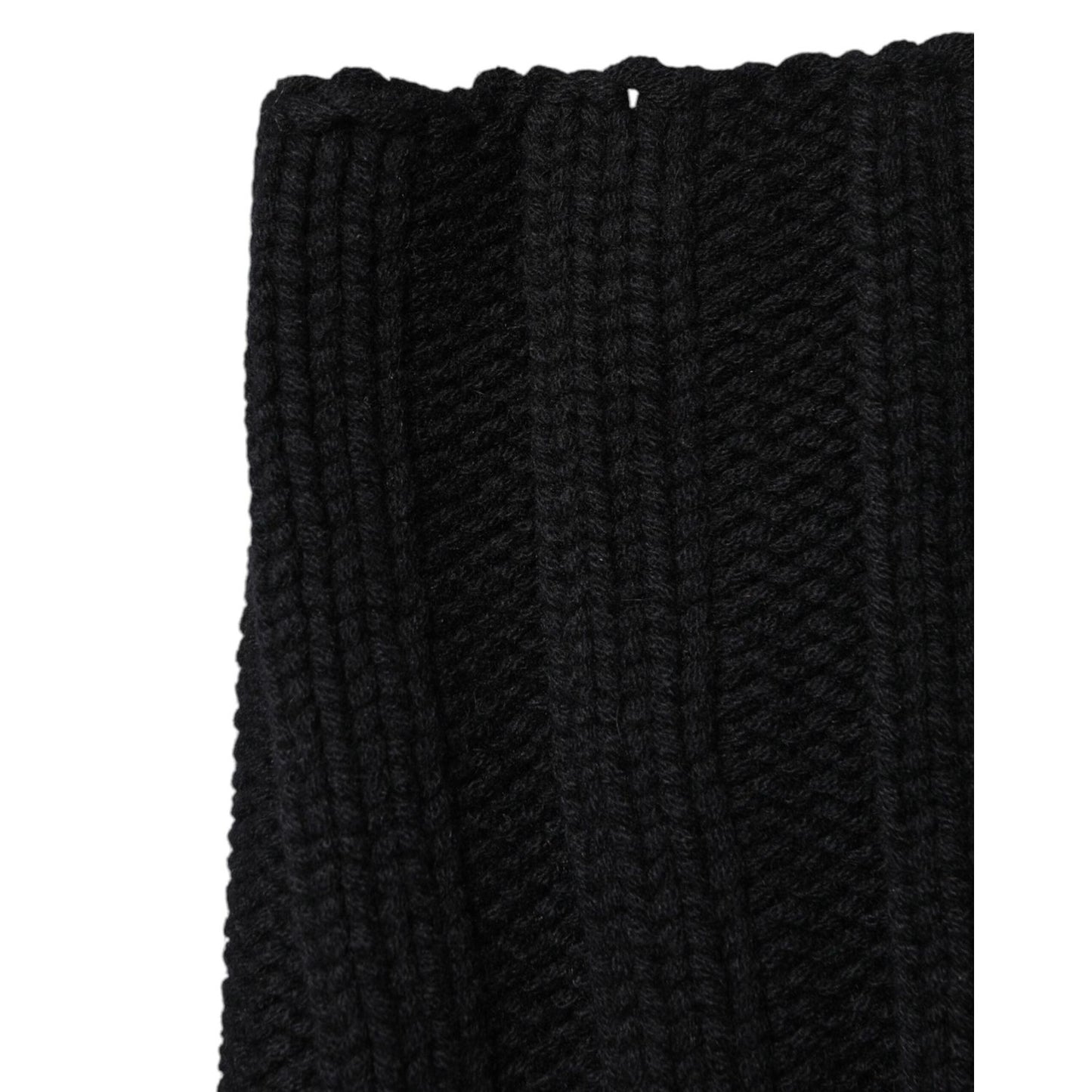 Dolce & Gabbana Black Cashmere Knitted Neck Warmer Foulard Scarf MS7359