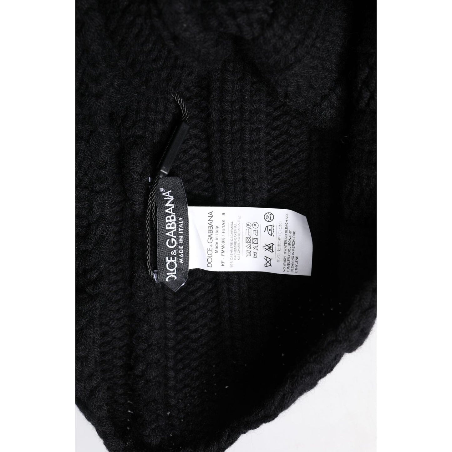 Dolce & Gabbana Black Cashmere Knitted Neck Warmer Foulard Scarf MS7359
