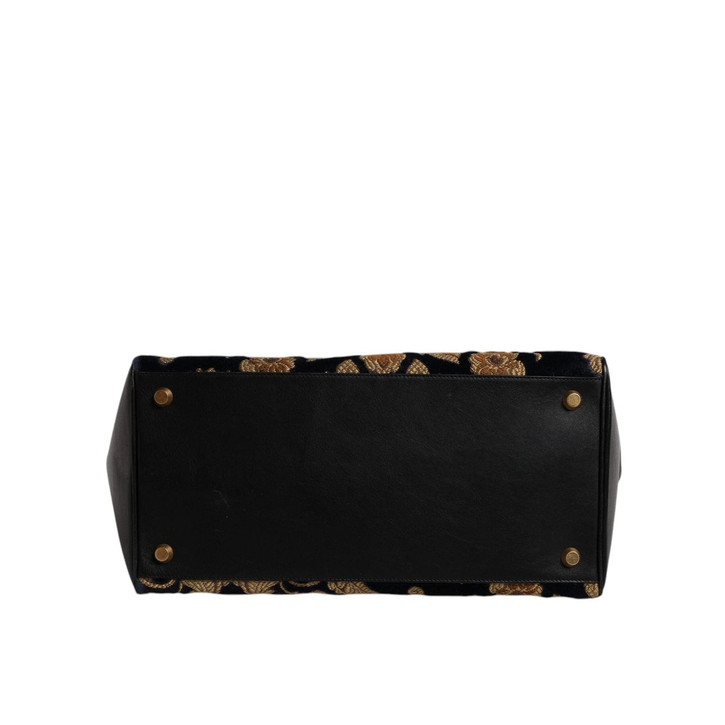 Dolce & Gabbana Black Floral Jacquard Handbag Shoulder Tote Bag