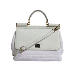 Dolce & Gabbana White Rafia Leather Top Handle Crossbody Bag BAG1633
