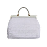 Dolce & Gabbana White Rafia Leather Top Handle Crossbody Bag BAG1633