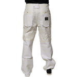 Dolce & Gabbana White Linen Mid Waist Straight Men Denim Jeans PAN75184-48