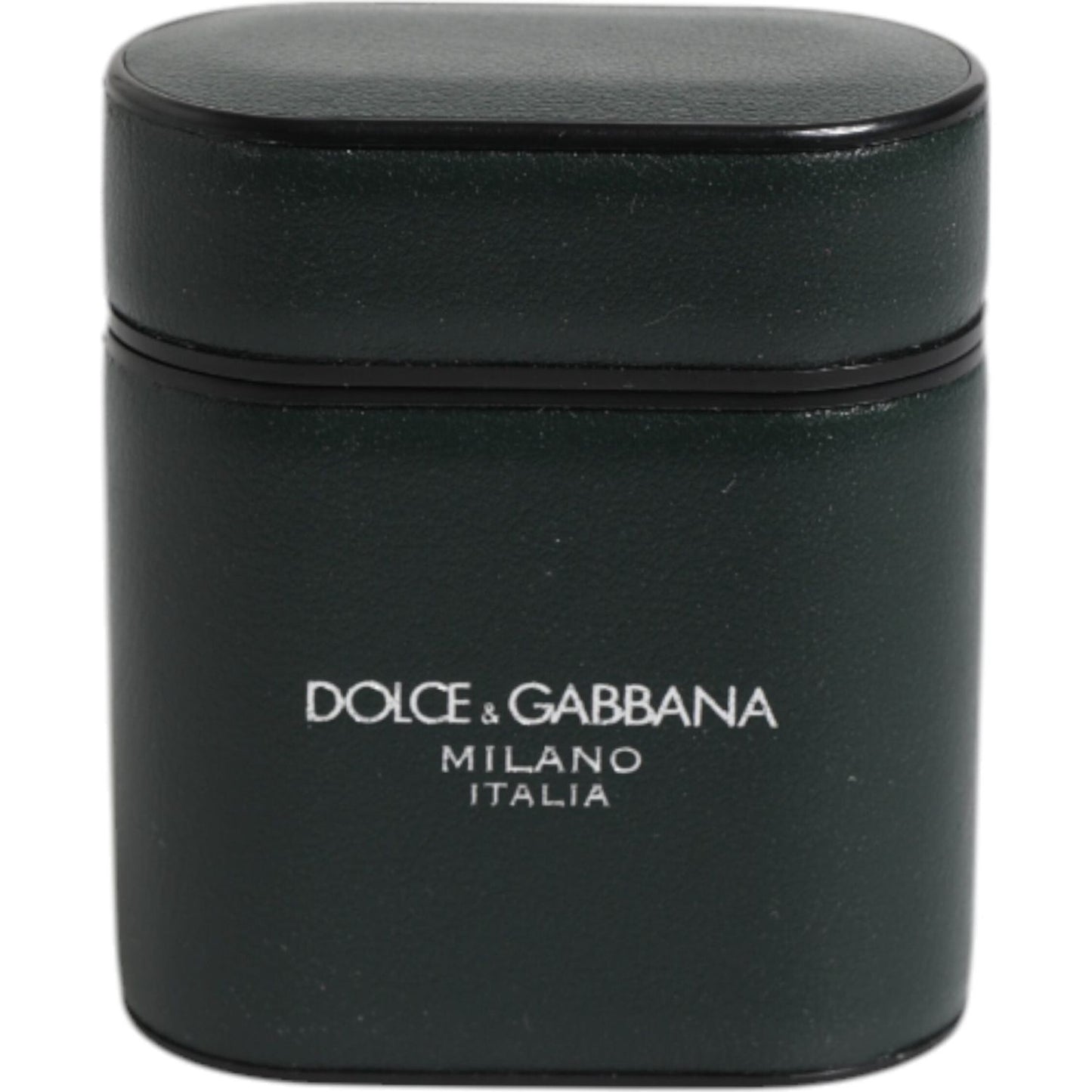 Dolce & Gabbana Black Calfskin Leather Logo Print Flip Holder Airpods Case Dolce & Gabbana Dark Slate Gray
