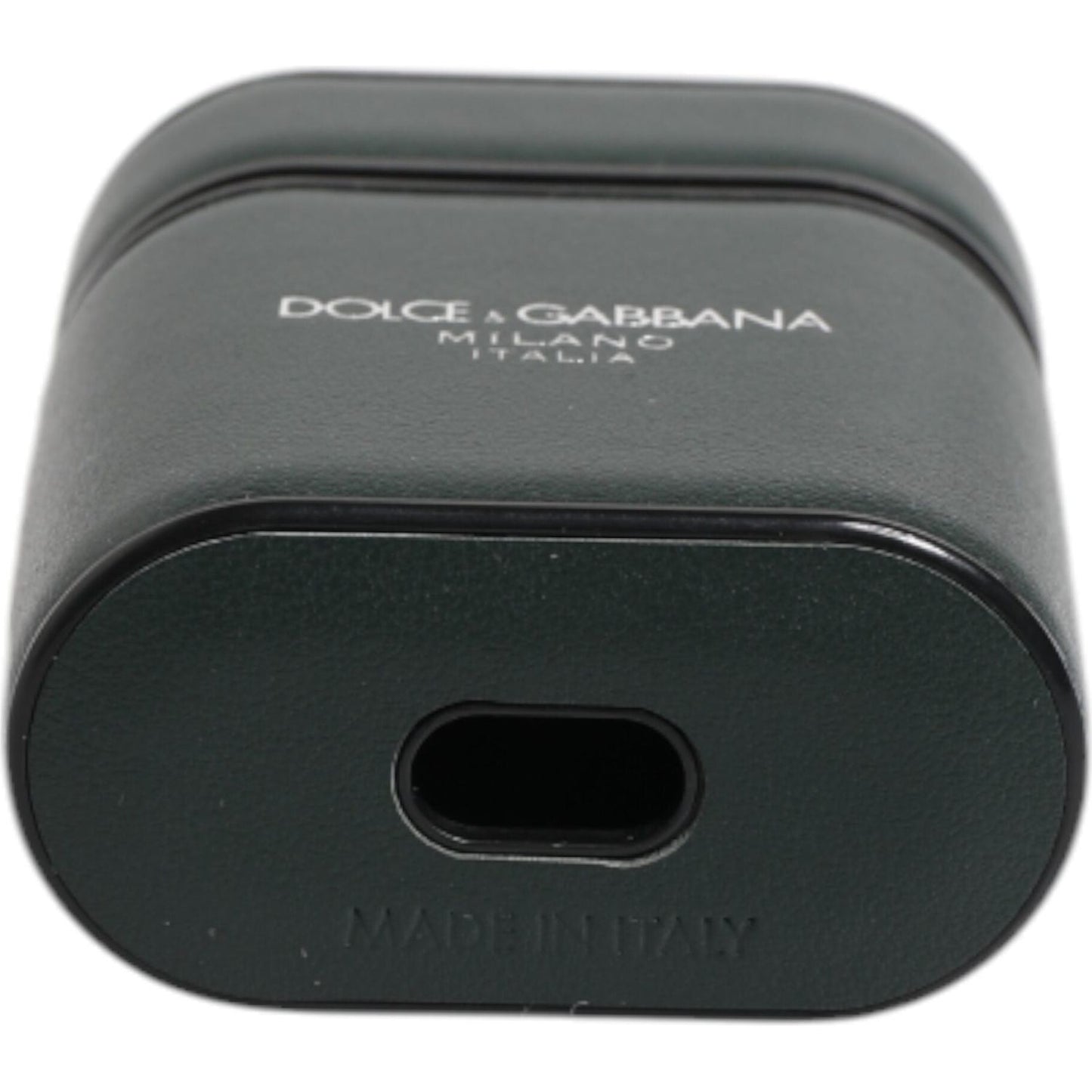 Dolce & Gabbana Black Calfskin Leather Logo Print Flip Holder Airpods Case Dolce & Gabbana Dark Slate Gray