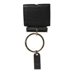 Dolce & Gabbana Black Leather Strap Gold Metal Logo Plaque Airpods Case SMY10693
