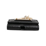 Dolce & Gabbana Black Leather Strap Gold Metal Logo Plaque Airpods Case SMY10693