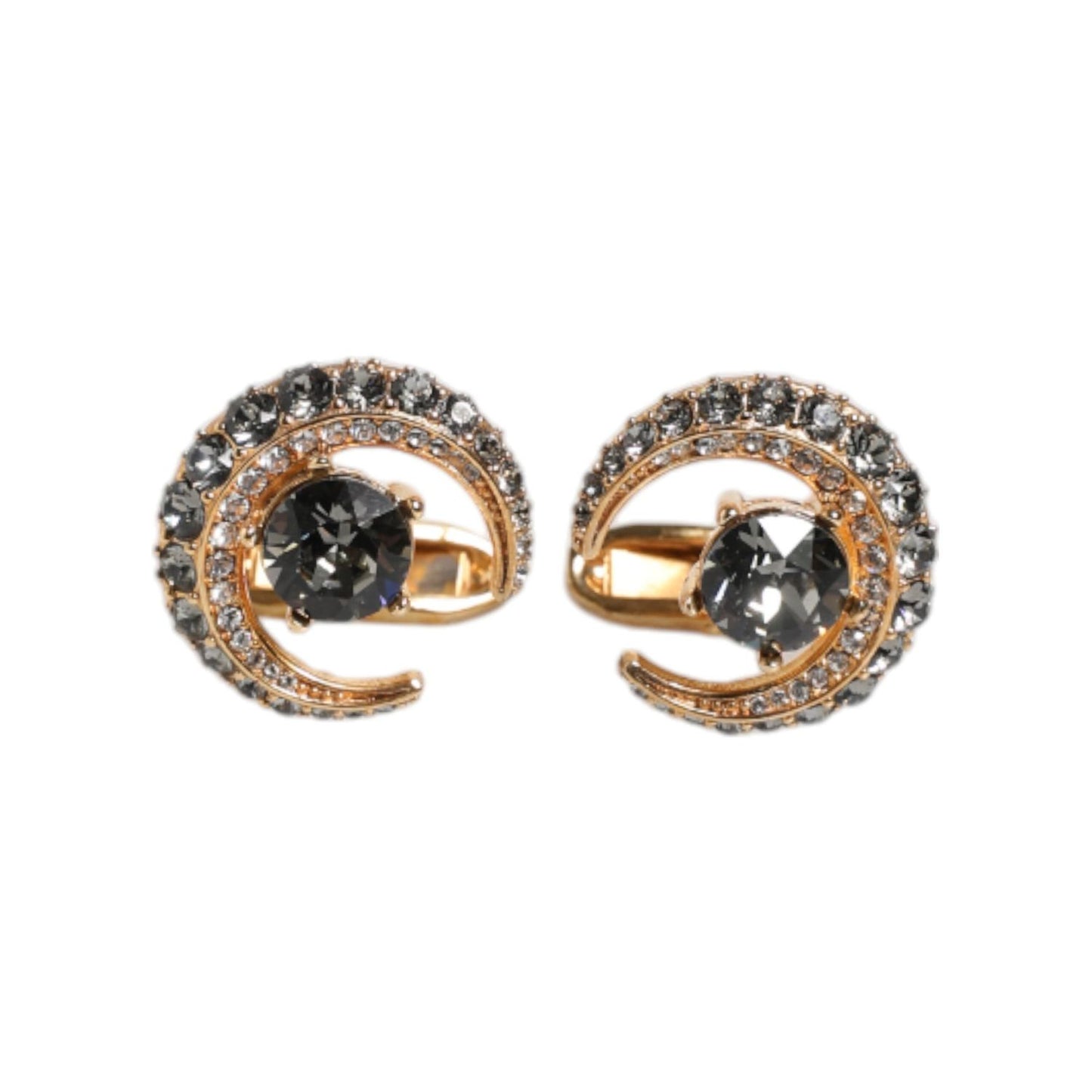 Dolce & Gabbana Brass Gold Black Crystal Luna Cufflink SMY10682