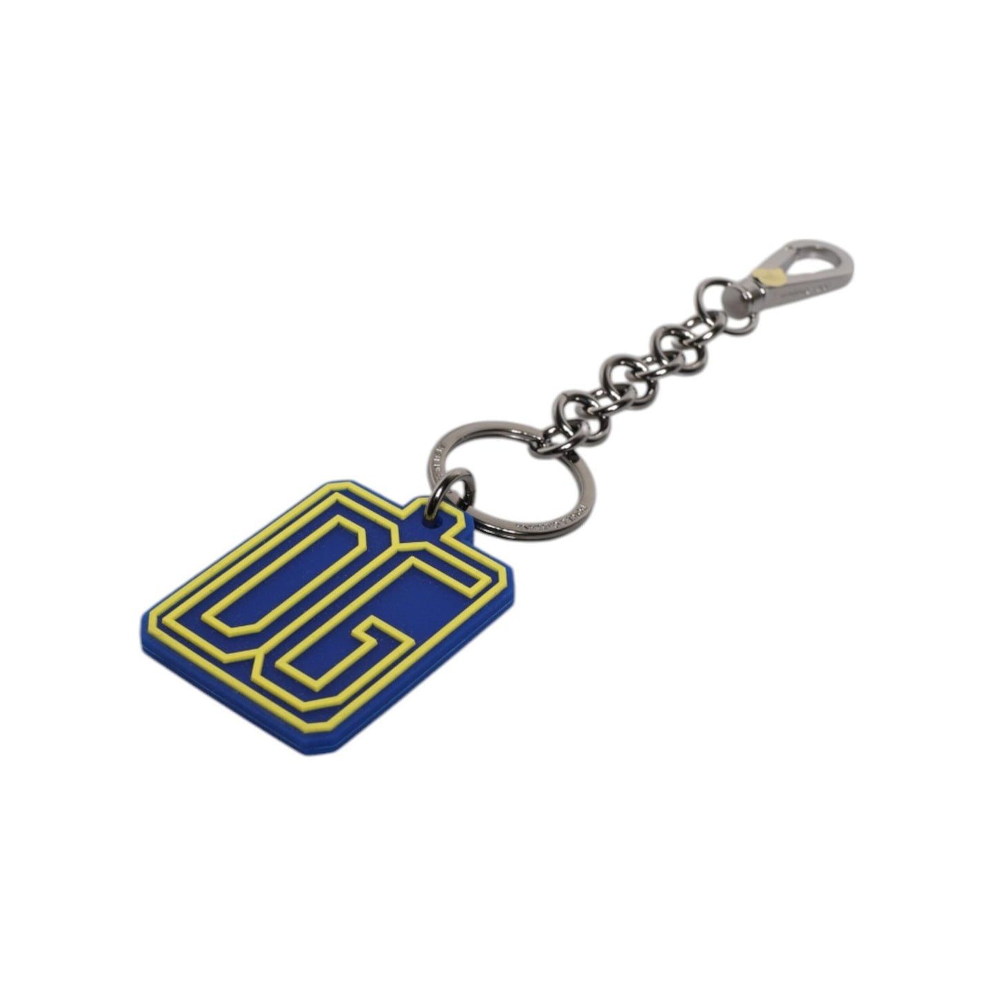 Dolce & Gabbana Blue Yellow DG Rubber Logo Silver Men's Keychain Keyring SMY10702