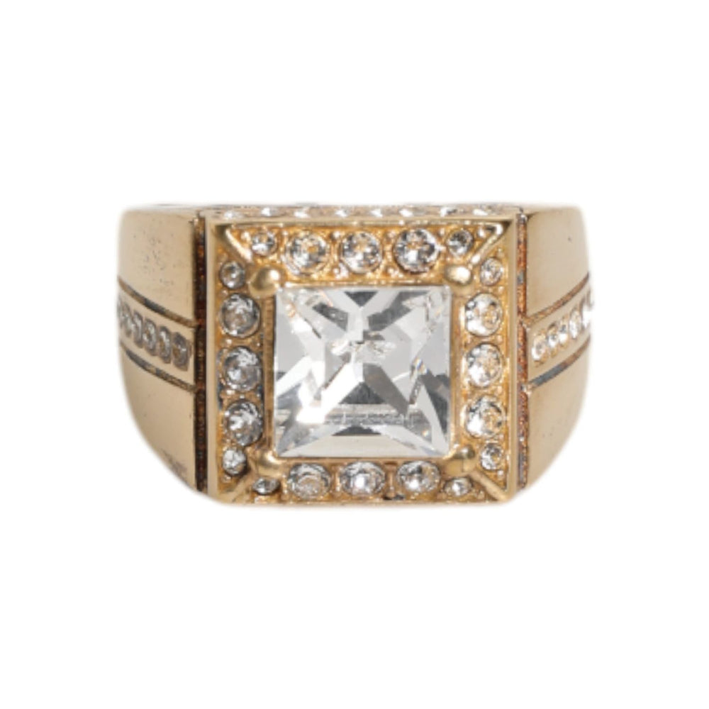 Dolce & Gabbana Gold Tone Sterling Silver 925 Crystals Ring SMY10528-58