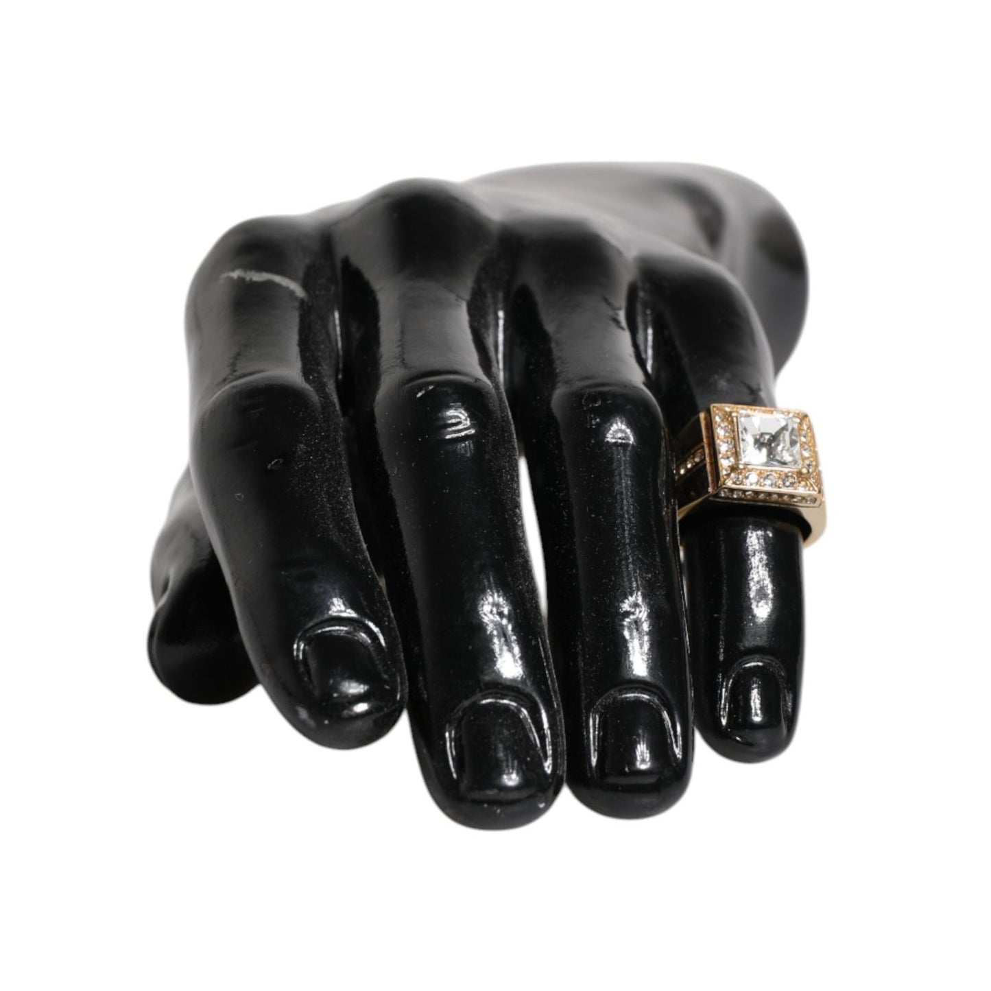 Dolce & Gabbana Gold Tone Sterling Silver 925 Crystals Ring SMY10528-58
