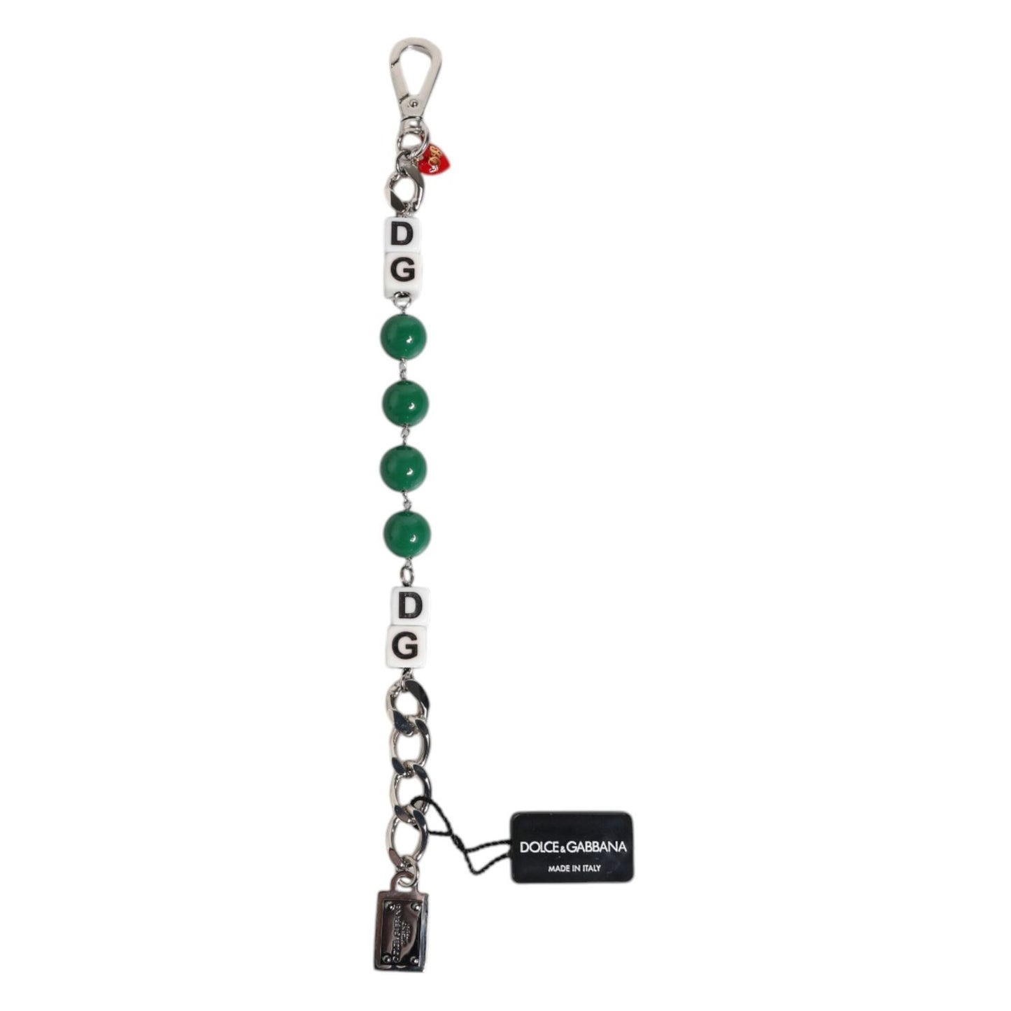 Dolce & Gabbana Silver Tone Brass Bead Dice Logo Embellish Charm Bracelet