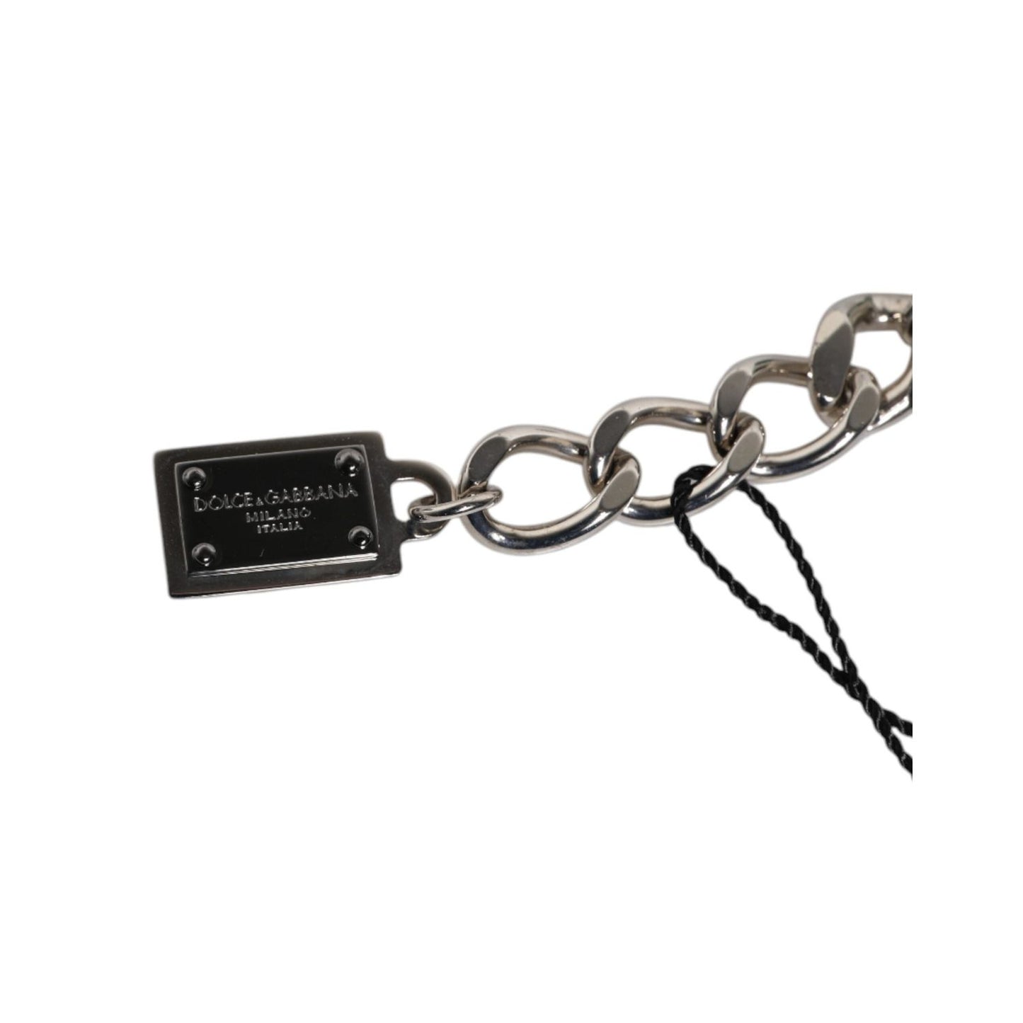 Dolce & Gabbana Silver Tone Brass Bead Dice Logo Embellish Charm Bracelet