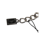 Dolce & Gabbana Silver Tone Brass Bead Dice Logo Embellish Charm Bracelet