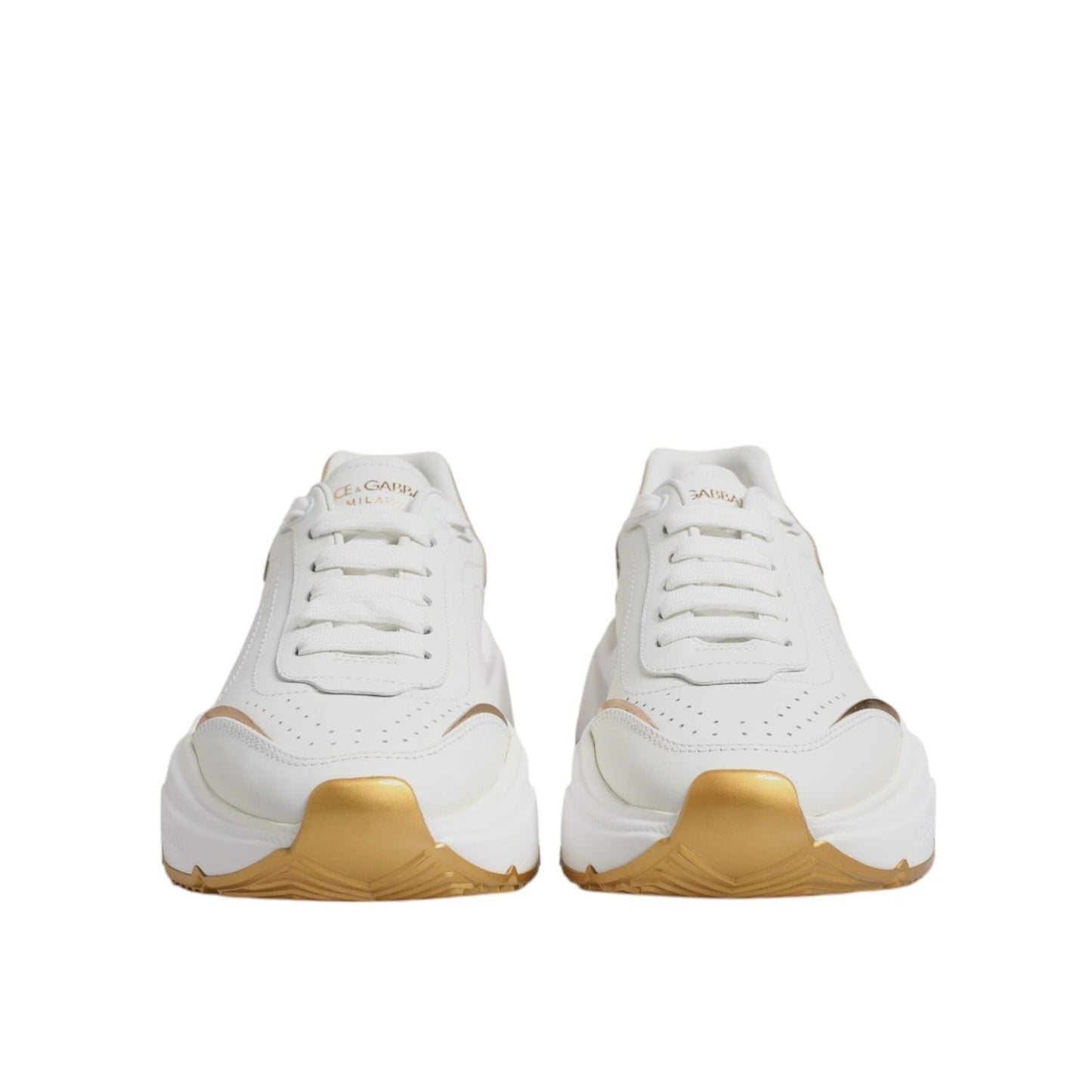 Dolce & Gabbana White Gold Daymaster Low Top Sneakers Shoes LA12517-38.5
