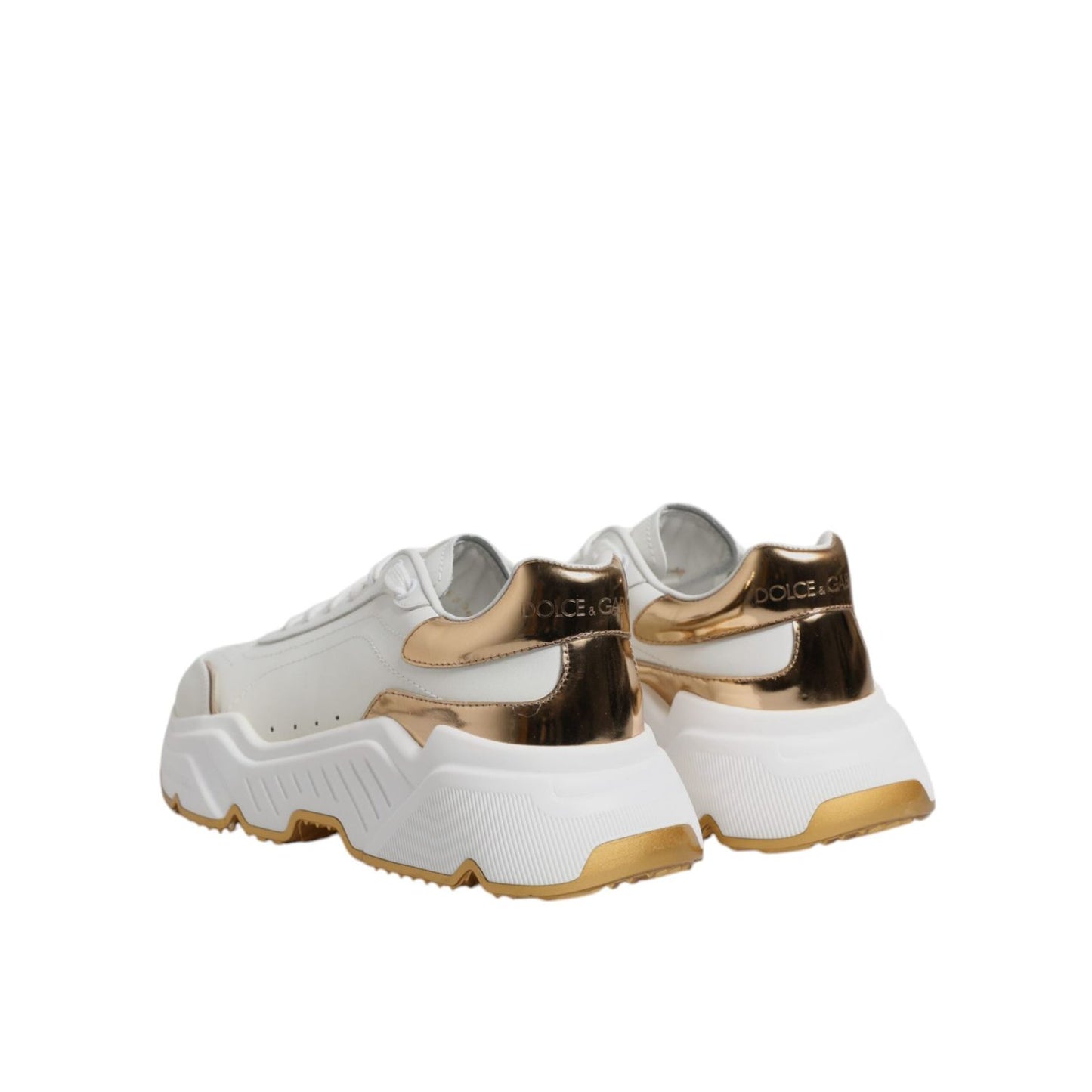 Dolce & Gabbana White Gold Daymaster Low Top Sneakers Shoes LA12517-38.5