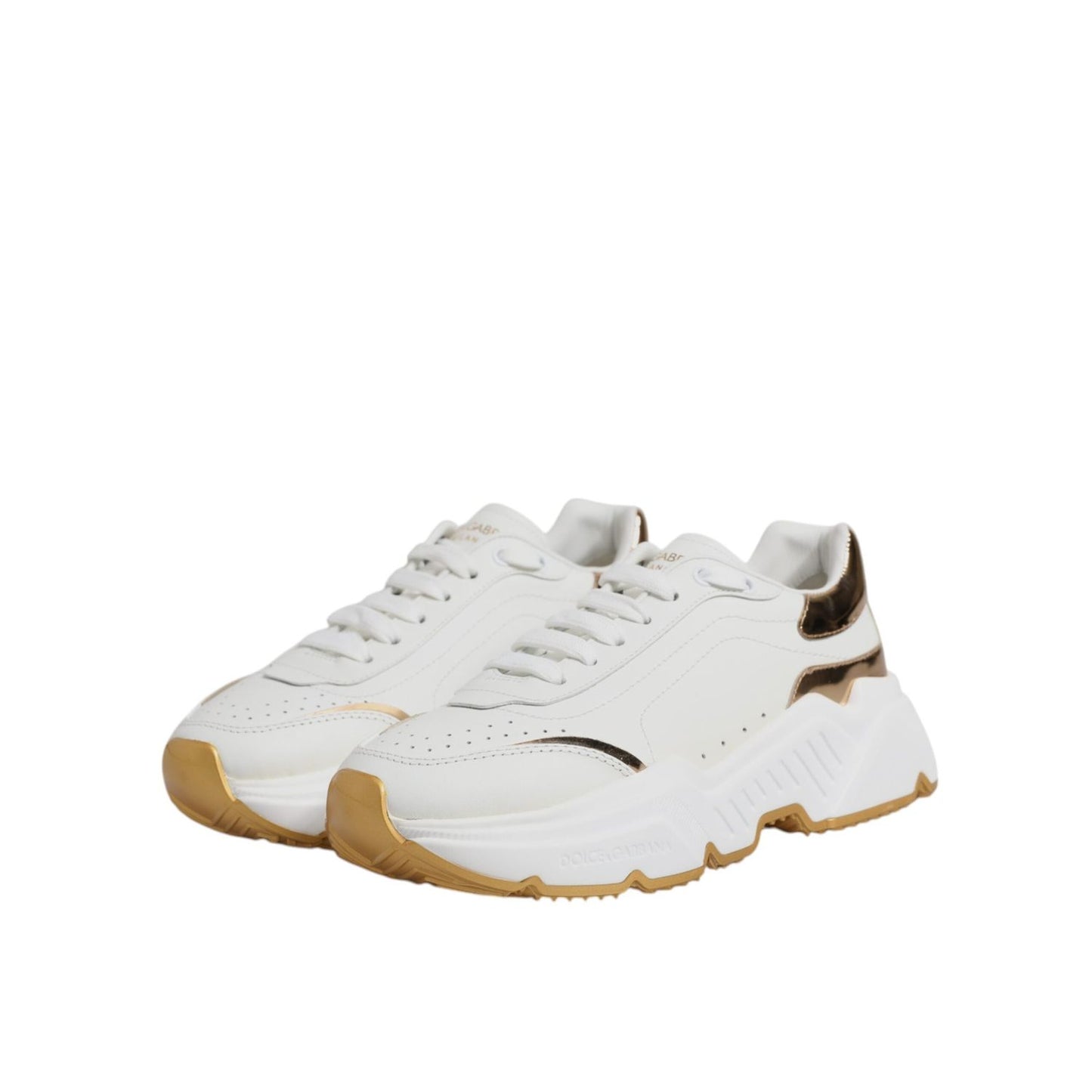 Dolce & Gabbana White Gold Daymaster Low Top Sneakers Shoes LA12520-40