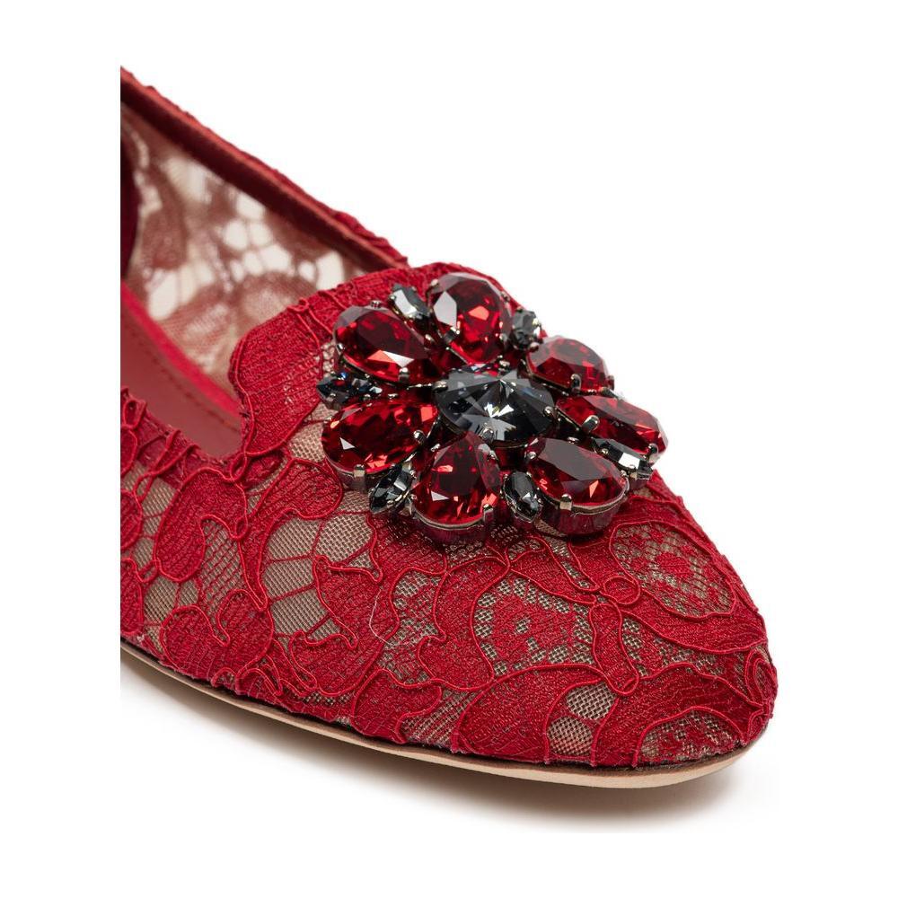 Dolce & Gabbana Red Viscose Flat Shoe