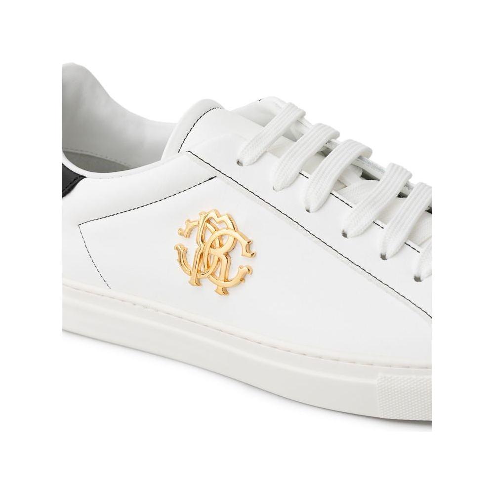 Roberto Cavalli White Leather Sneaker Roberto Cavalli Beige
