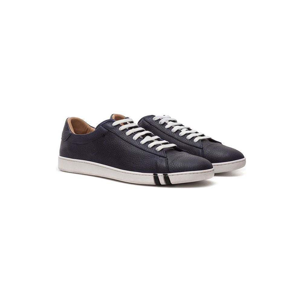 Bally Elegant Blue Leather Sneakers For Men Bally Light Gray