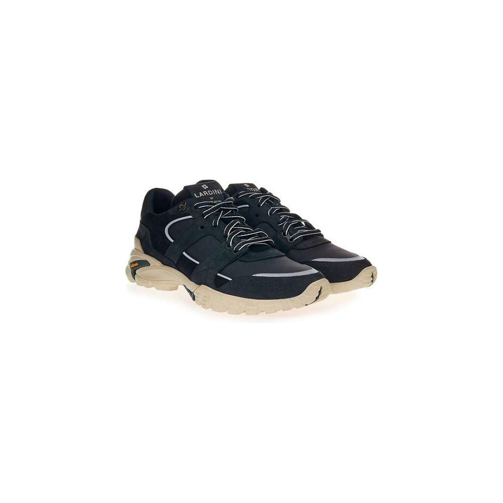 Lardini Black Suede Leather Sneaker Lardini Light Gray