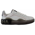 Dolce & Gabbana White Leather Portofino Sneakers Shoes LA10091#1-35.5