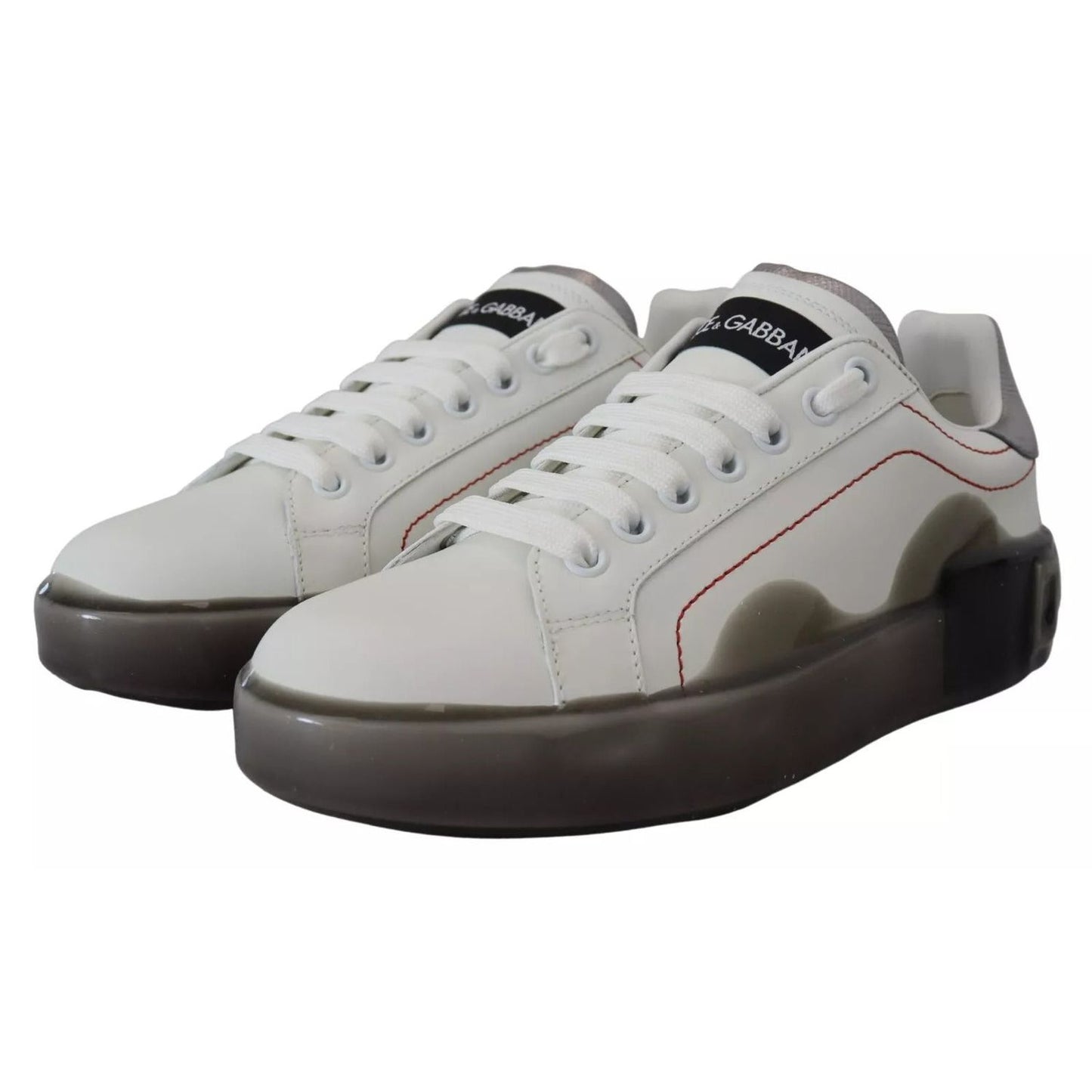 Dolce & Gabbana White Leather Portofino Sneakers Shoes LA10091#1-35.5