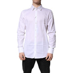 Dolce & Gabbana White Cotton Collared GOLD Dress Formal Shirt TSH878536-41