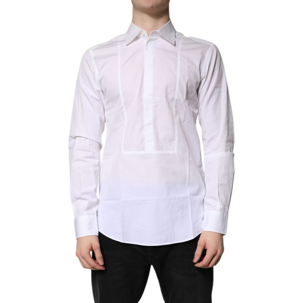 Dolce & Gabbana White Cotton Collared Dress Formal Shirt TSH878539-39
