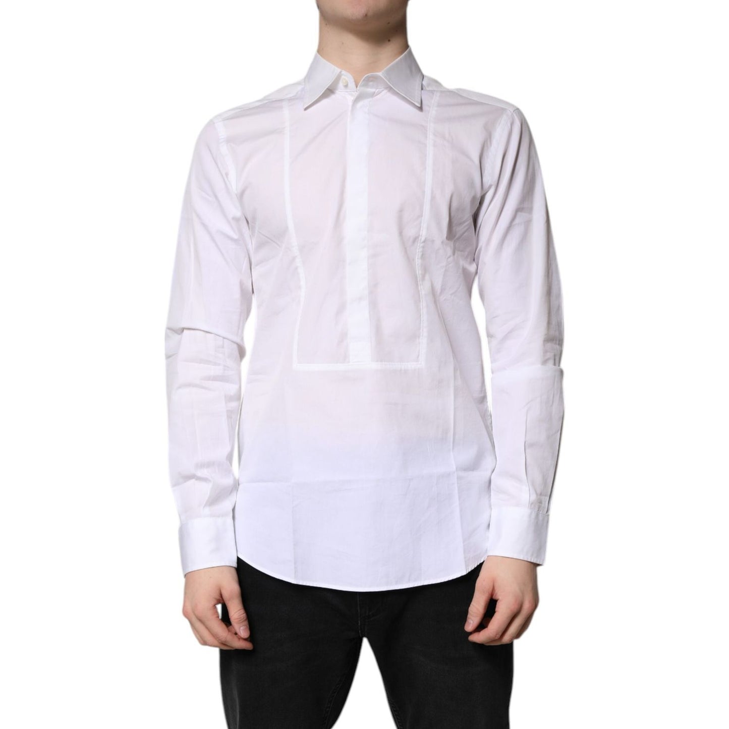 Dolce & Gabbana White Cotton Collared Dress Formal Shirt TSH878539-39