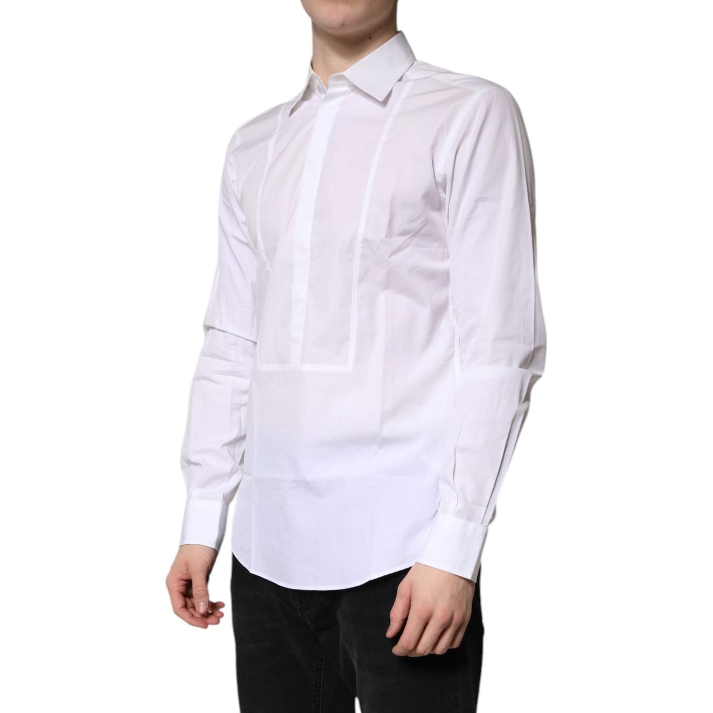 Dolce & Gabbana White Cotton Collared Dress Formal Shirt TSH878539-39