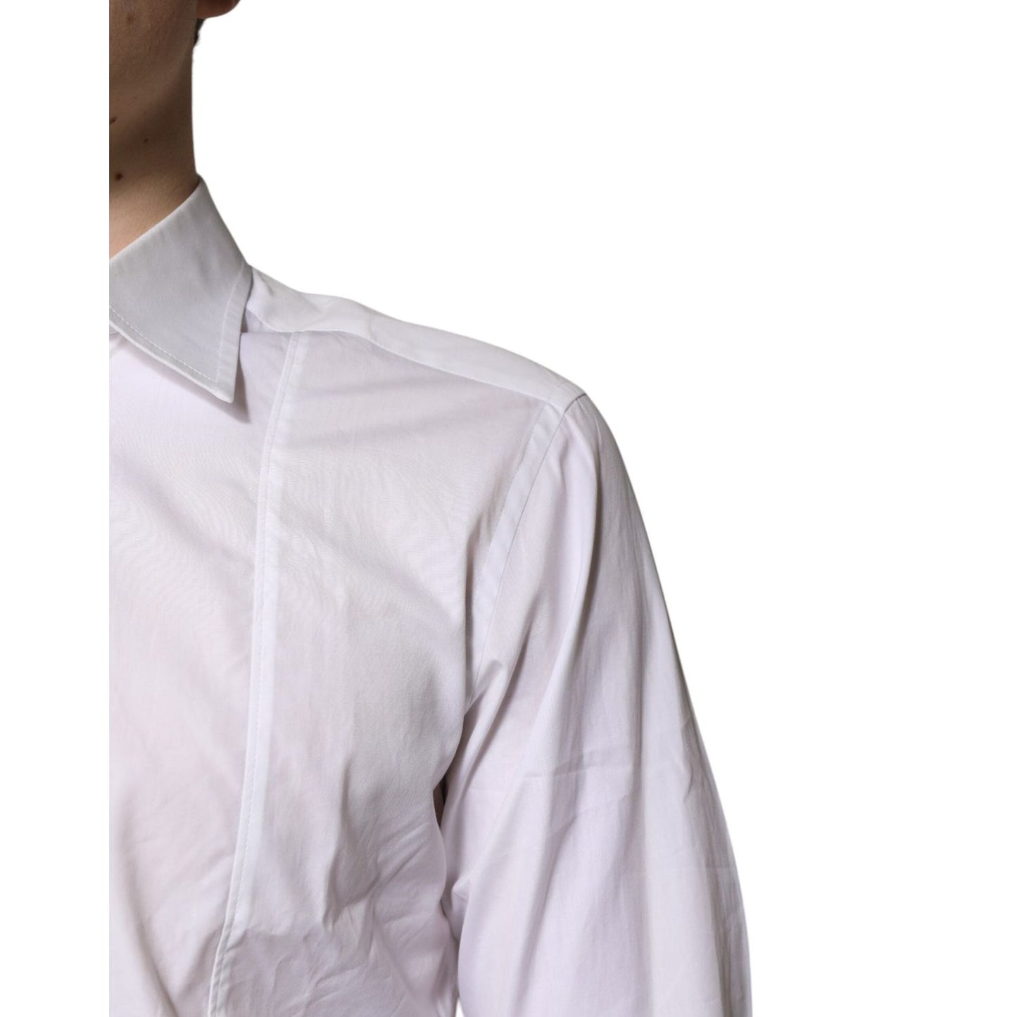 Dolce & Gabbana White Cotton Collared Dress Formal Shirt TSH878539-39