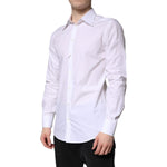 Dolce & Gabbana White Cotton GOLD Dress Formal Shirt TSH878542-40