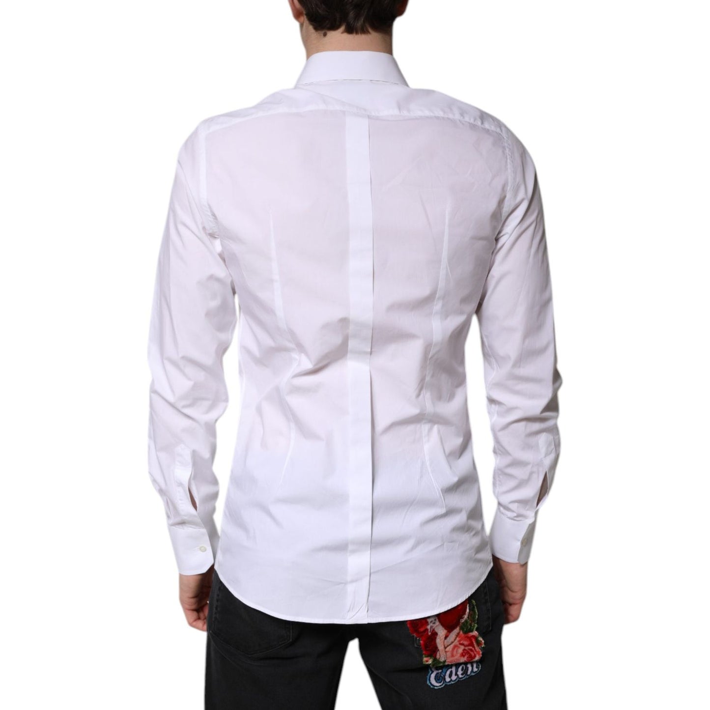 Dolce & Gabbana White Cotton GOLD Dress Formal Shirt TSH878542-40