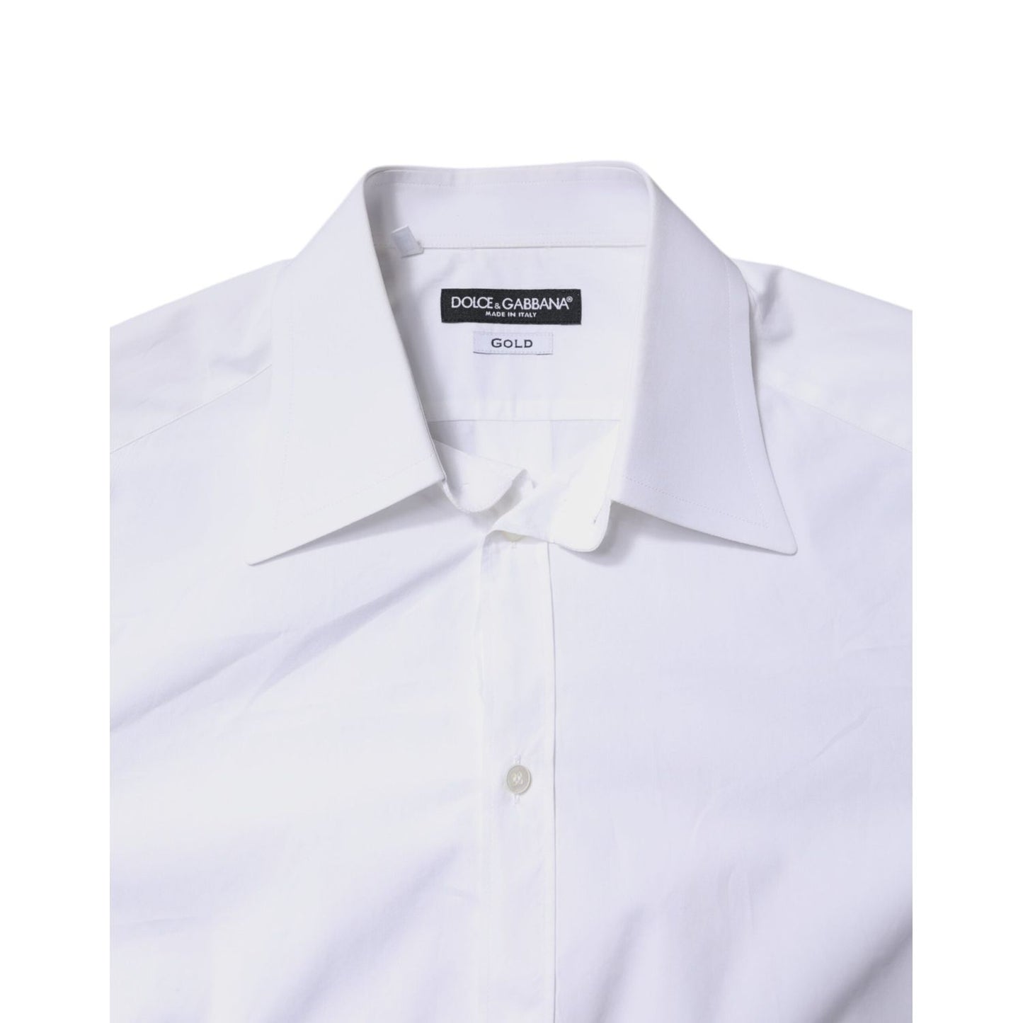 Dolce & Gabbana White Cotton GOLD Dress Formal Shirt TSH878542-40